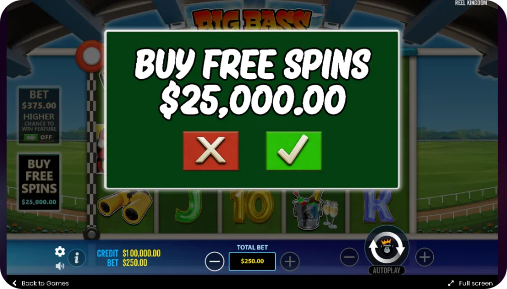 Buy free spins play Big Bass Day at the Races