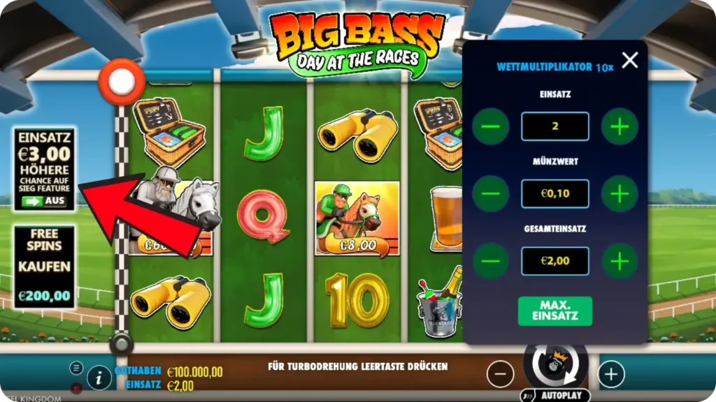 Ante-Bet-Funktion Big Bass Day at the Races Slot