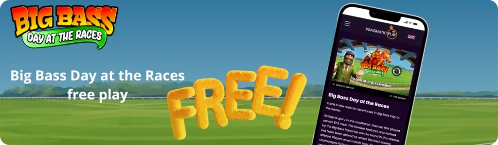 Big Bass Day at the Races demo mode on mobile showing free play with no deposit required