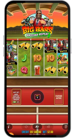Big Bass Raceday Repeat with three Scatter symbols on the reels triggering the Free Spins bonus round
